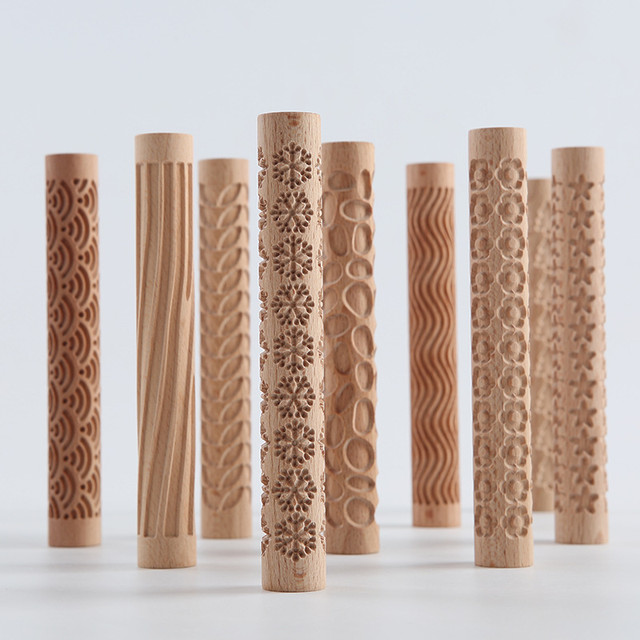 Texture Roller Clay Wood, Embossing Roller Clay
